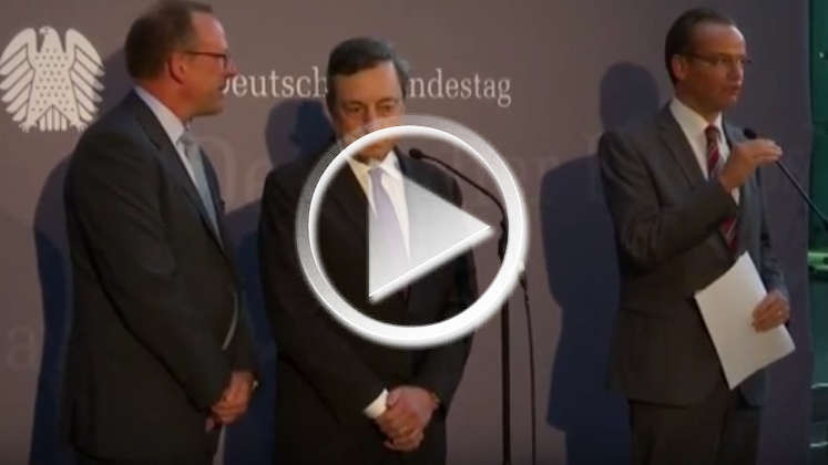 Mario Draghi erklärt offizielle Geldpolitik der EZB vor Bundestags-Ausschuss 